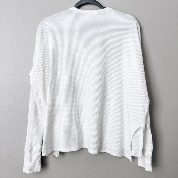 Aerie Offline White Waffle-knit Henley Shirt Size Small - Picture 7 of 7